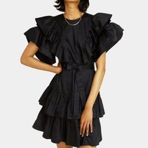 Les Coyotes De Paris Black Ruffle Clarisse Mini Dress